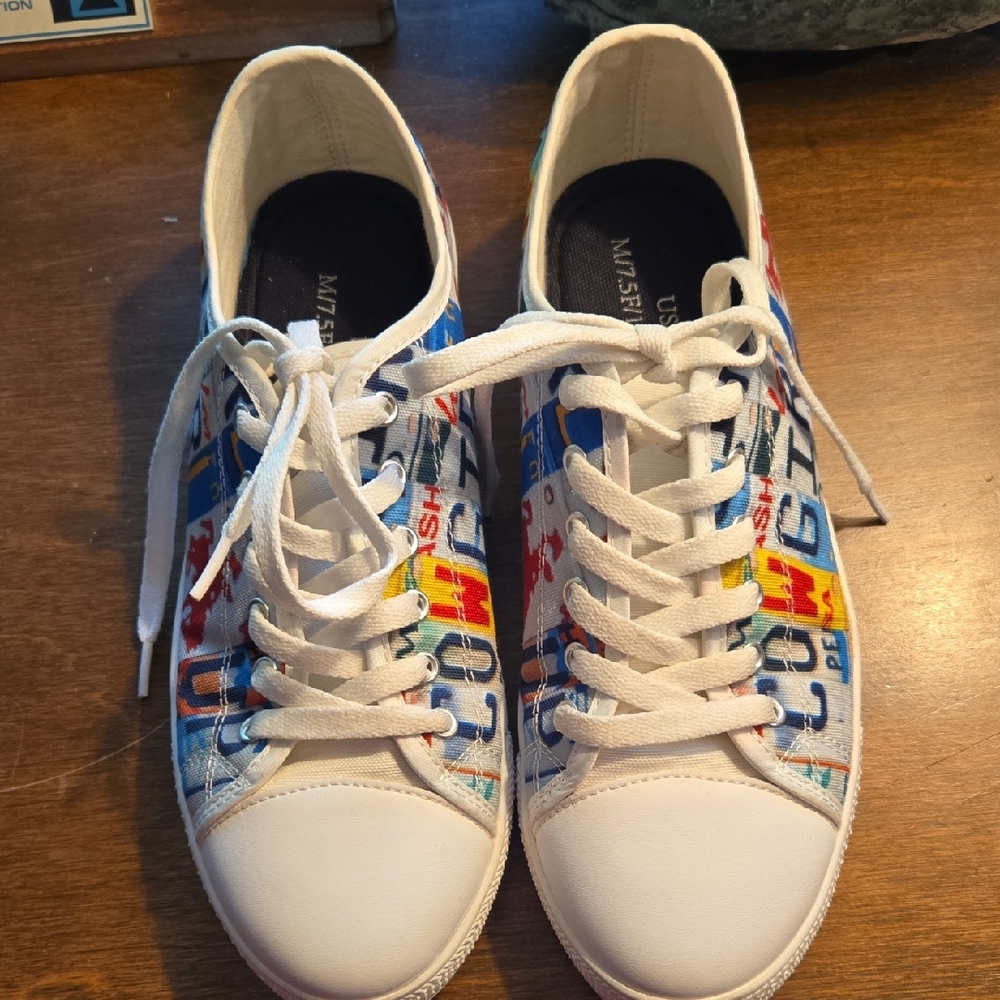 Colorful COWGIRL License Plate Graphic Sneakers